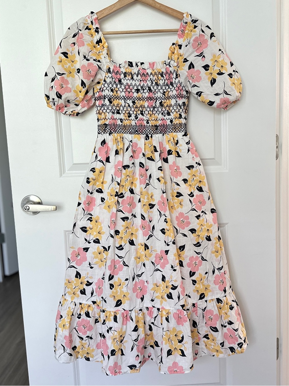 kate spade Smocked Dress with Pink & Yellow Blooms